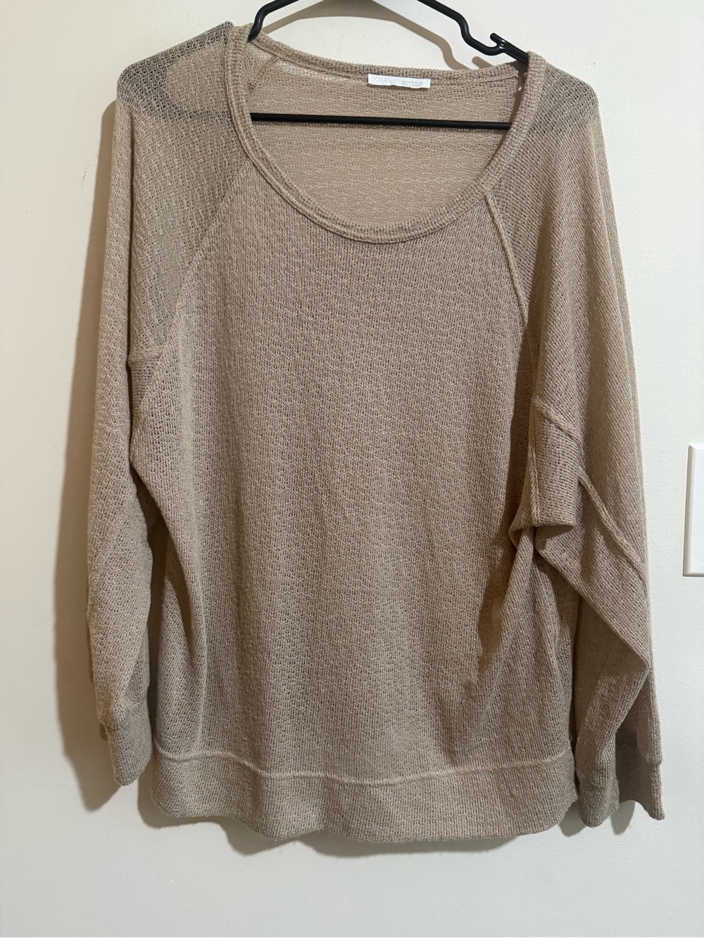 Zara Taupe Women's Lightweight Knit Sweater